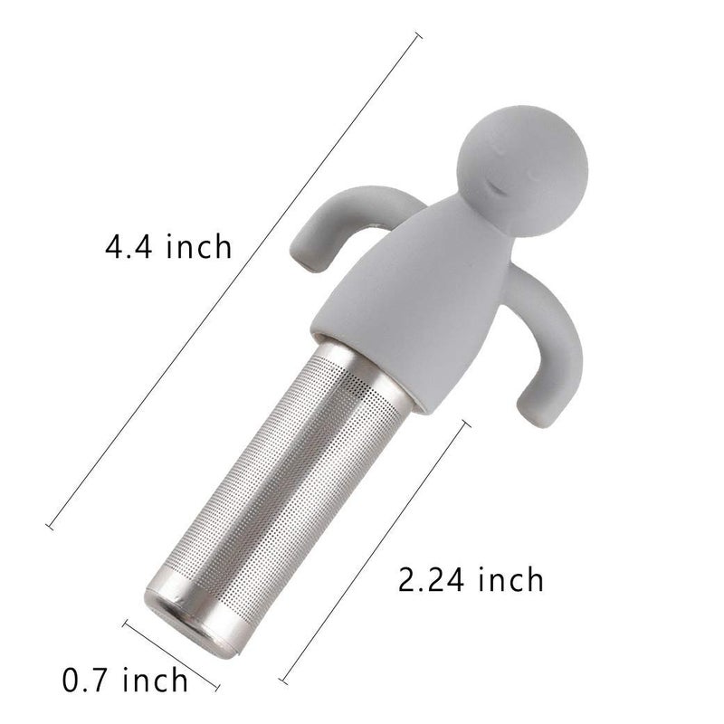Leden Tea Infuser for Loose Leaf Tea Cute Tea Strainer Ball Stainless Steel Extra Fine Mesh Tea Steeper Filter for Cup Mug Silicone Handle Grey - Image 3